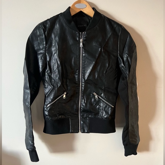 Dynamite Faux Leather Bomber - Picture 2 of 4